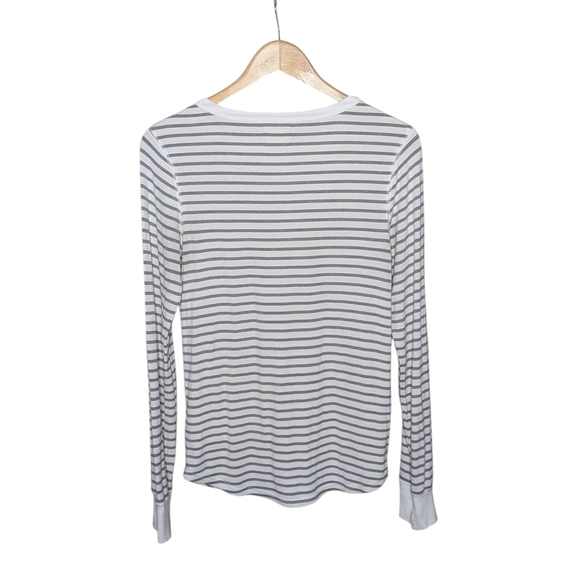 Thread & Supply Striped Ribbed Knit Admiration Top White Navy Small Long Sleeve - Picture 7 of 10